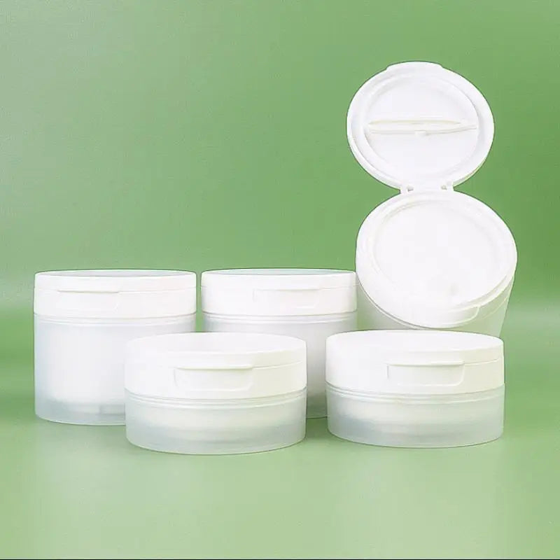 50/120g Flip Cover With Spoon Or Tweezers Refillable Bottles Empty Pot Travel Face Cream Lotion Cosmetic Cotton Makeup Jar Oasis Select