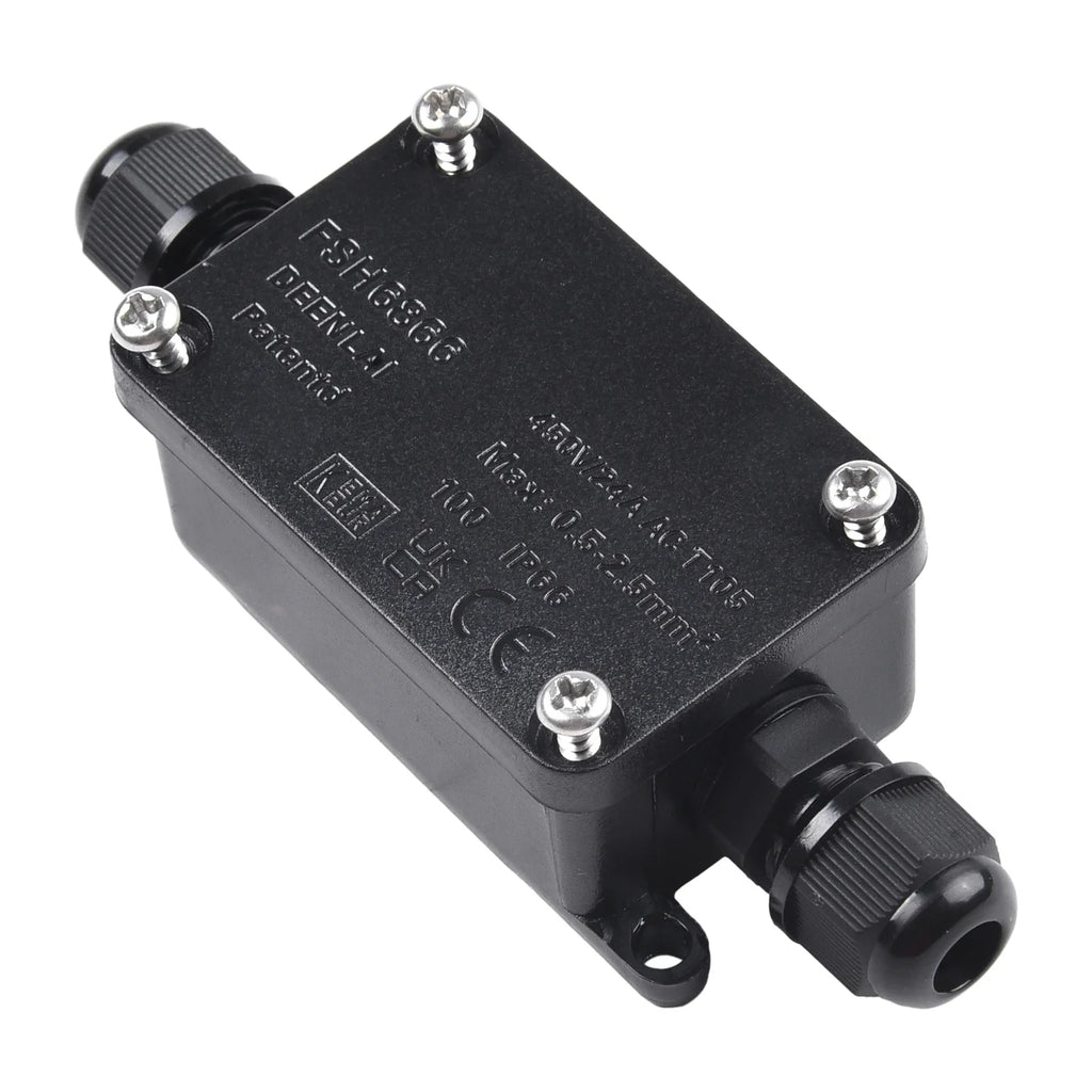 IP66 Waterproof 2-Port Outdoor Junction Box 240V Black Outdoor Junction Box Oasis Select