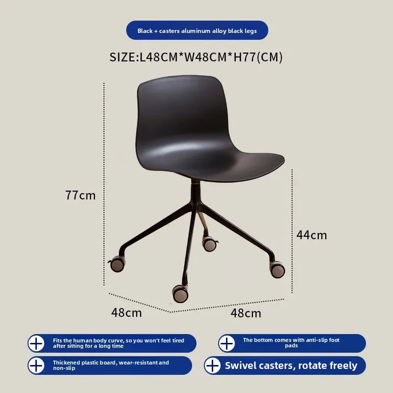 Nordic dining chair household simple small apartment ins creative backrest chair cafe milk tea shop casual solid wood chair Oasis Select Black 2 pieces