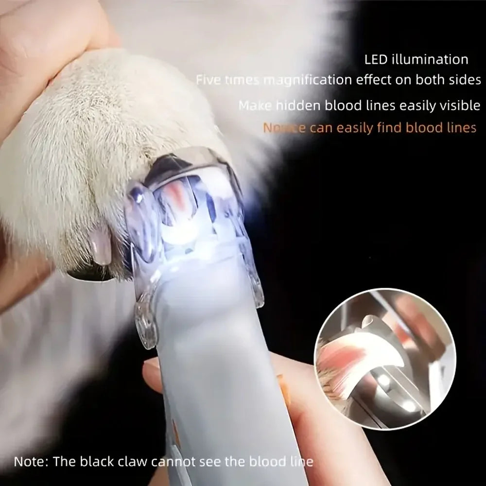 LED Light Pet Nail Clippers - Great for Trimming Cat and Dog Nails and Claws, 5x Magnification, Can Be Used as Nail Clippers, Qu Oasis Select
