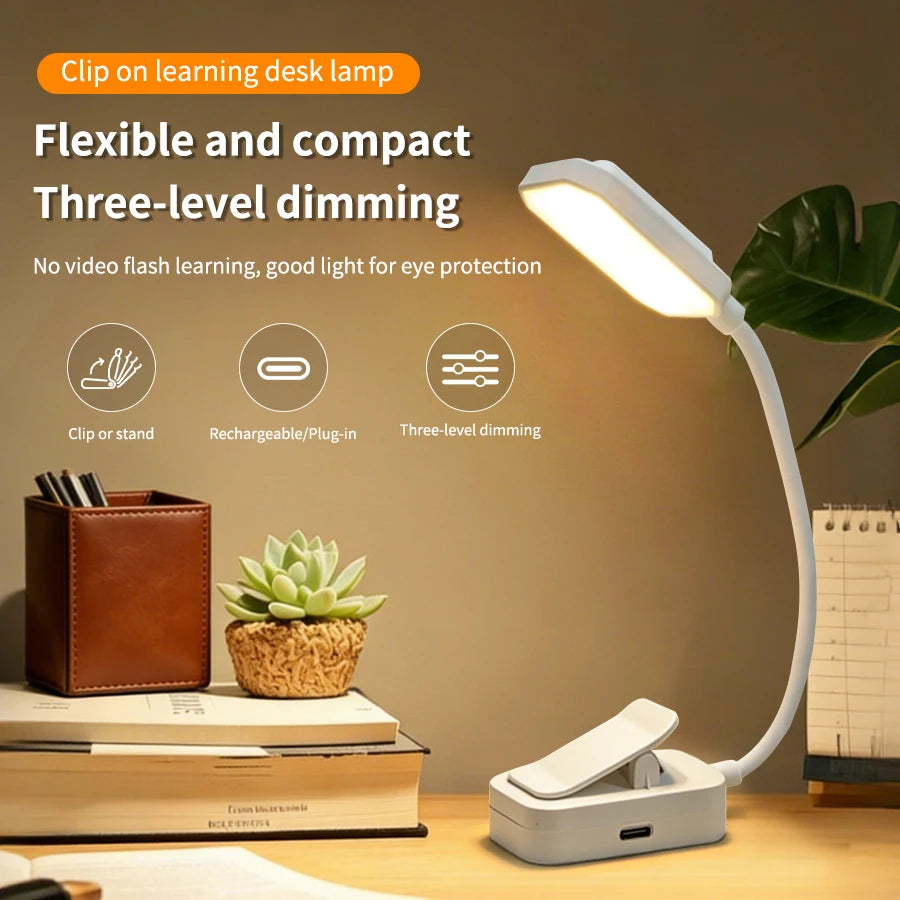 GGBEE LED Clip-On Desk Lamp – Rechargeable, 3 Color Modes Clip-On Desk Lamp Oasis Select Vertical style
