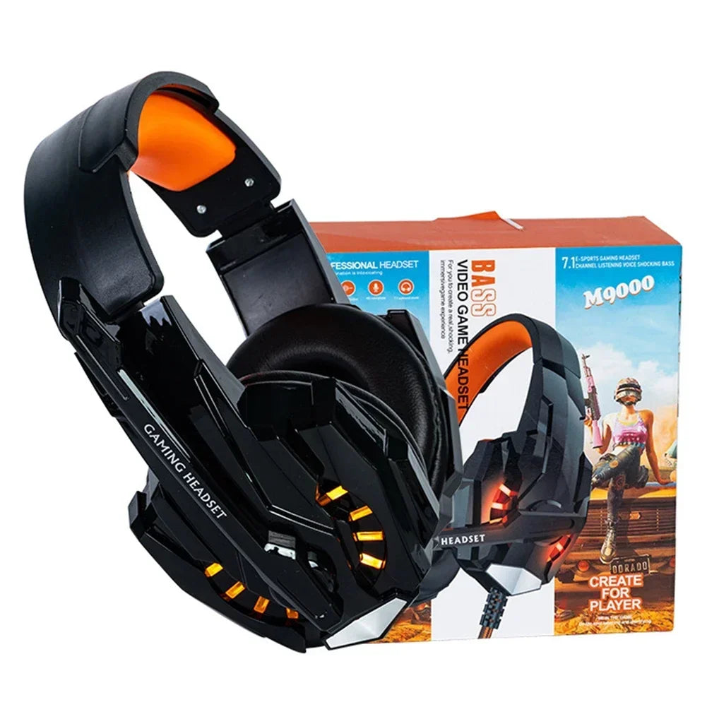 Creative Wired Gaming Headphones High Quality Microphone Led Light Bass Stereo PC Gaming Headset For Computer PS4 PS5 Xbox Oasis Select Orange for PS
