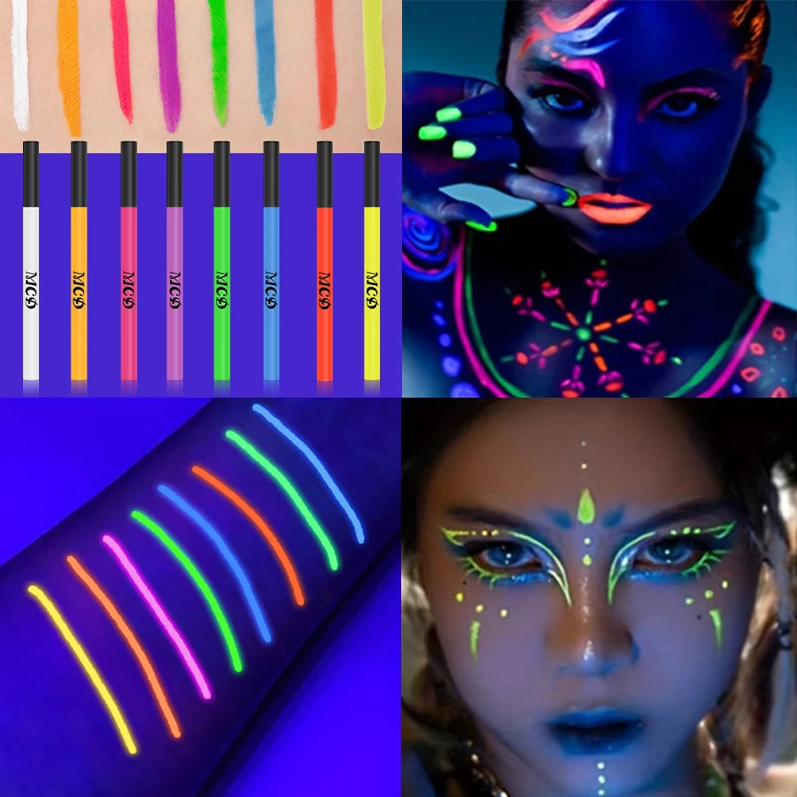 UV Neon Face & Body Paint Pen – 8 Colors, Waterproof