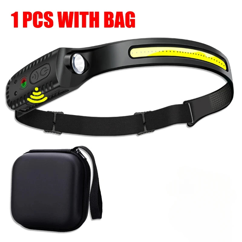 KDULIT XPE+COB LED Headlamp | USB Rechargeable, Motion Sensor