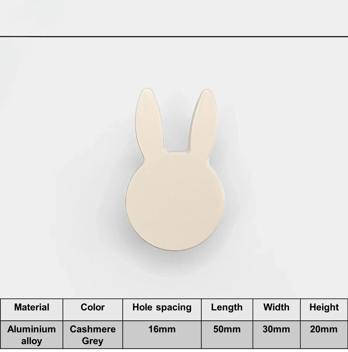 Love Rabbit Cartoon Children's Room Handle Color Matching Cabinet Door Handle Kitchen Cabinet Shoe Cabinet Wardrobe Door Handle Oasis Select Cashmere Grey 50mm