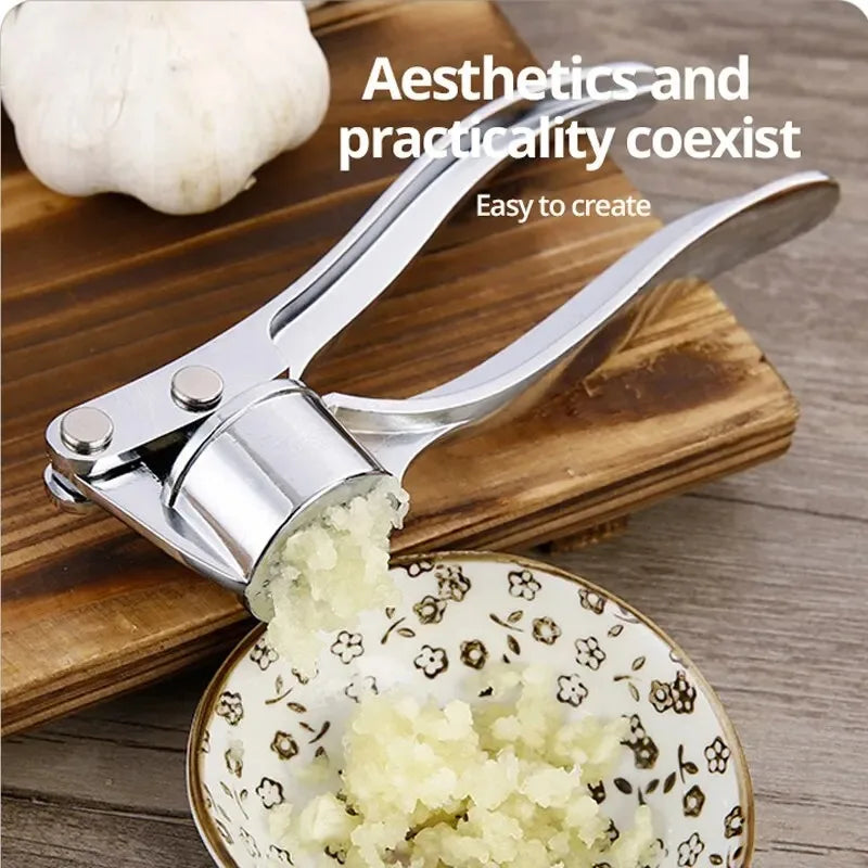 New Silvery Stainless Steel Garlic Masher Kitchen Vegetable Cooking Extruder Manual Ginger Grinder And Tool Kitchen Accessories Oasis Select