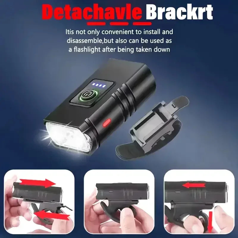 Powerful Bicycle Light Set with Digital Display Battery Indicator Bike Front Rear Light USB-C Rechargeable Waterproof Lantern Oasis Select