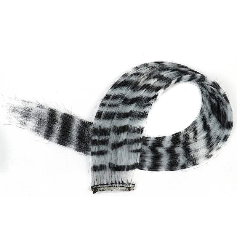 New Stripe Multi-color Leopard Printed Long Straight Wig Clip For Girls Highlights Wig Hairpieces Oasis Select A8