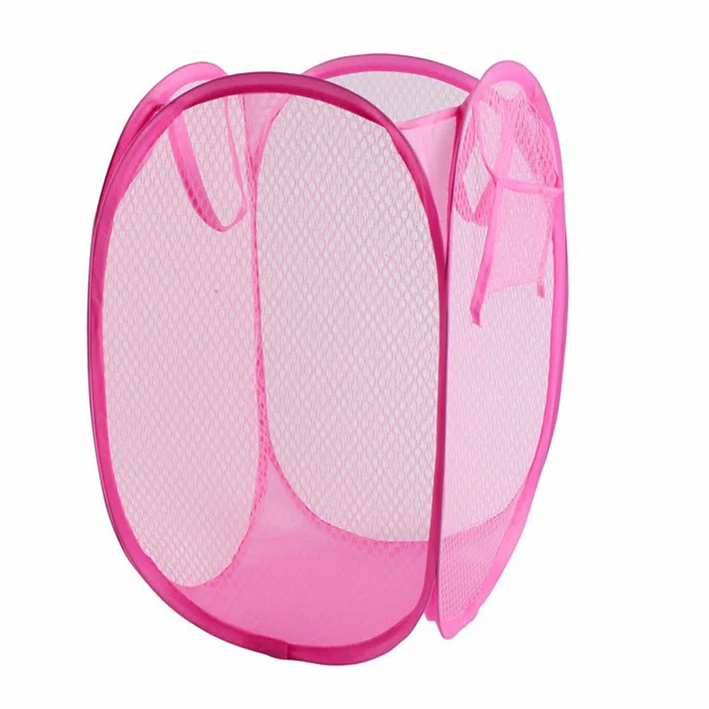 Large Capacity Dirty Clothes Basket Storage Bucket Mesh Bathroom Portable Foldable Dirty Clothes Basket Oasis Select Pink