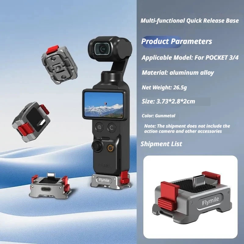 Metal Quick-Release Base for DJI Osmo Pocket 3 & 4 | Charging