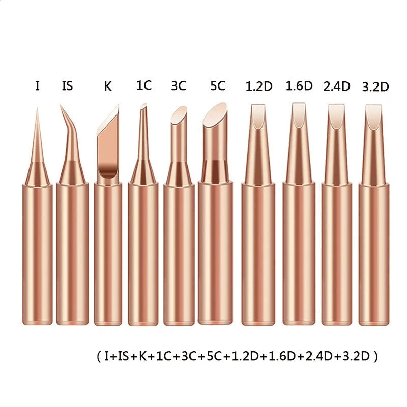 10Pcs Soldering Iron Tip Pure Copper 900M Soldering Iron Head Set Inside Hot Bare Copper Electric Soldering Iron Welding Tools Oasis Select D-10Pcs