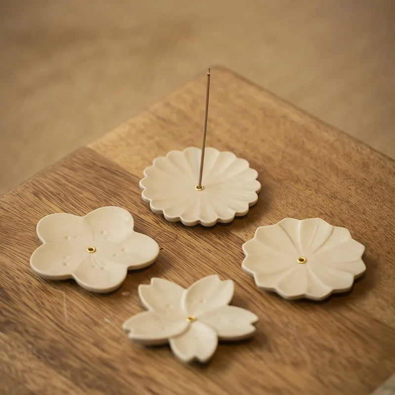 Flower Pattern Incense Stick Holder Incense Burner Stick Holder Line Plate Sandalwood Coil Base Studios Home Decoration Gift Oasis Select