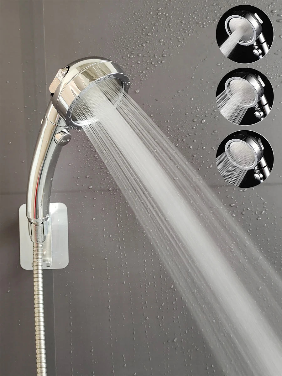 High Pressure Bathroom Shower Head 3 Modes Adjustable Water Saving Rain Luxury Home Hotel Silver Sprayer Bathroom Accessories Oasis Select