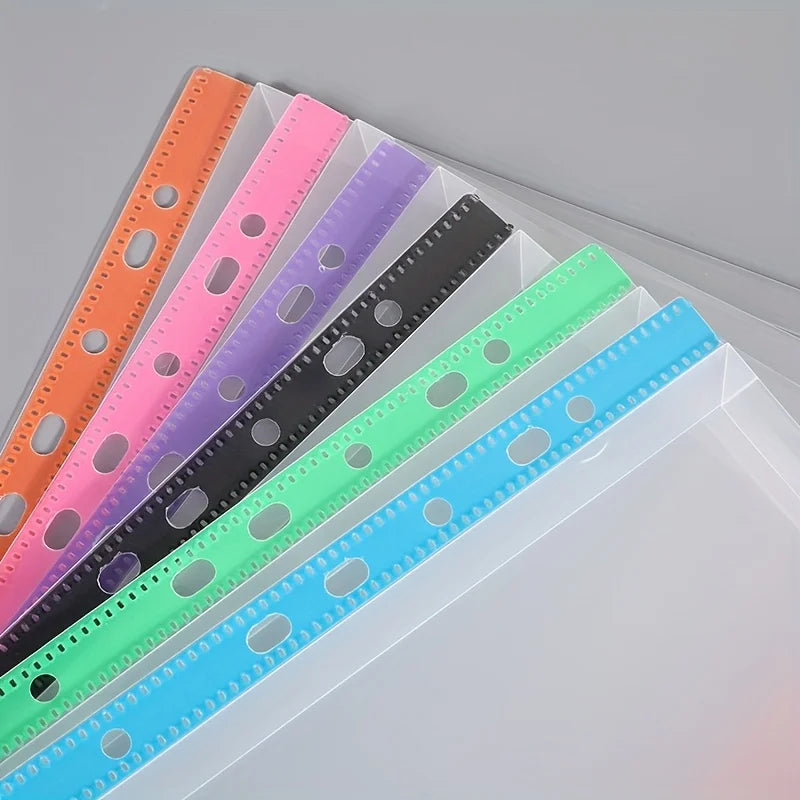 6Pcs A4 Binder Pocket Plastic Envelopes Expandable Binder Folders 6 Colors Stereoscopic Transparent File Bags with Index Labels Oasis Select