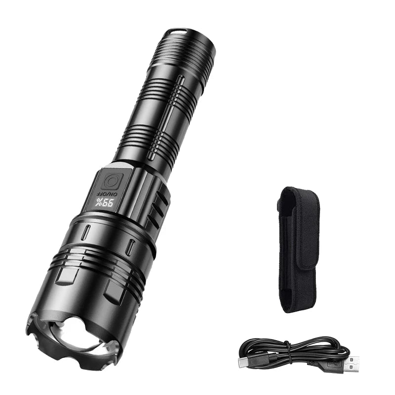 Rechargeable Led Flashlight Super Bright Portable Ultra Power Long Range Tactical Torch Lamp Outdoor Emergency Camping Lantern Oasis Select 1PC with Cover cloth