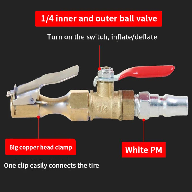 Chuck Quick Inflation Hose Nozzle Car Tire Inflator Nozzle Lock On Tire Inflator With Valve Air Compressor Adapter For Car SUV Oasis Select