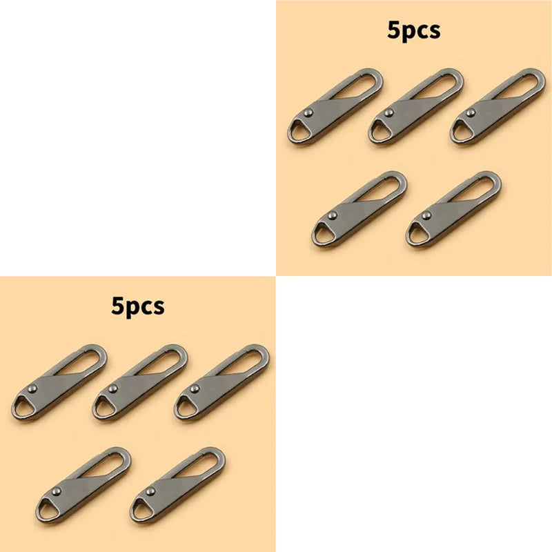 5/10/15/20pcs Universal Replacement Zipper Slider Metal Alloy Removal Zipper Puller Luggage Bag Zip Head DIY Craft Sewing Tool Oasis Select 10pcs Gun color