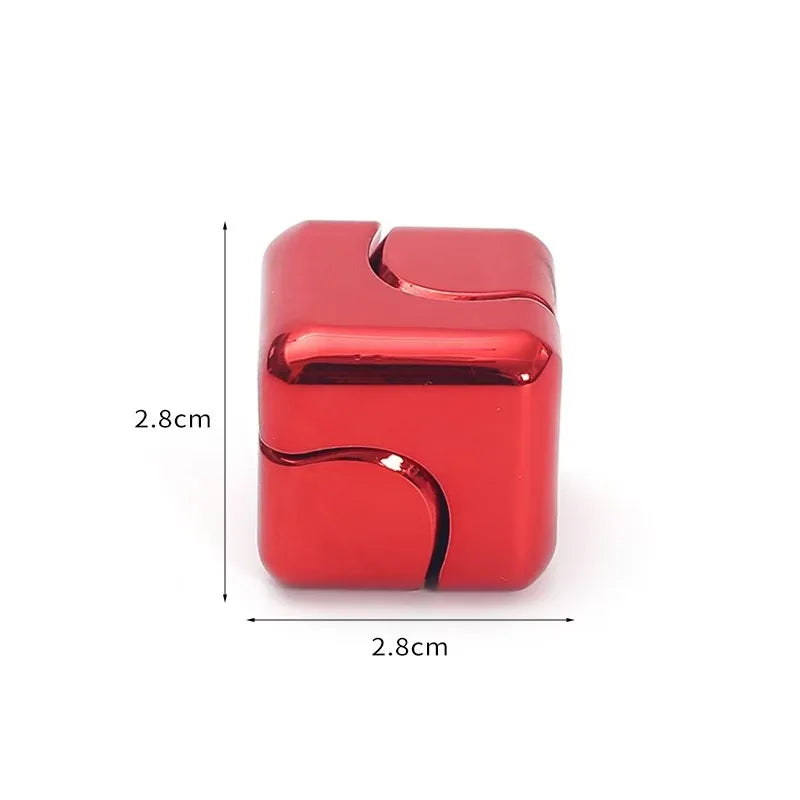 Metal Cube Spinner Fidget Toy Fingertips 3D Puzzle Gyro Gear Sensory Anti Stress Relief Educational Games for Kids Adults Oasis Select Red