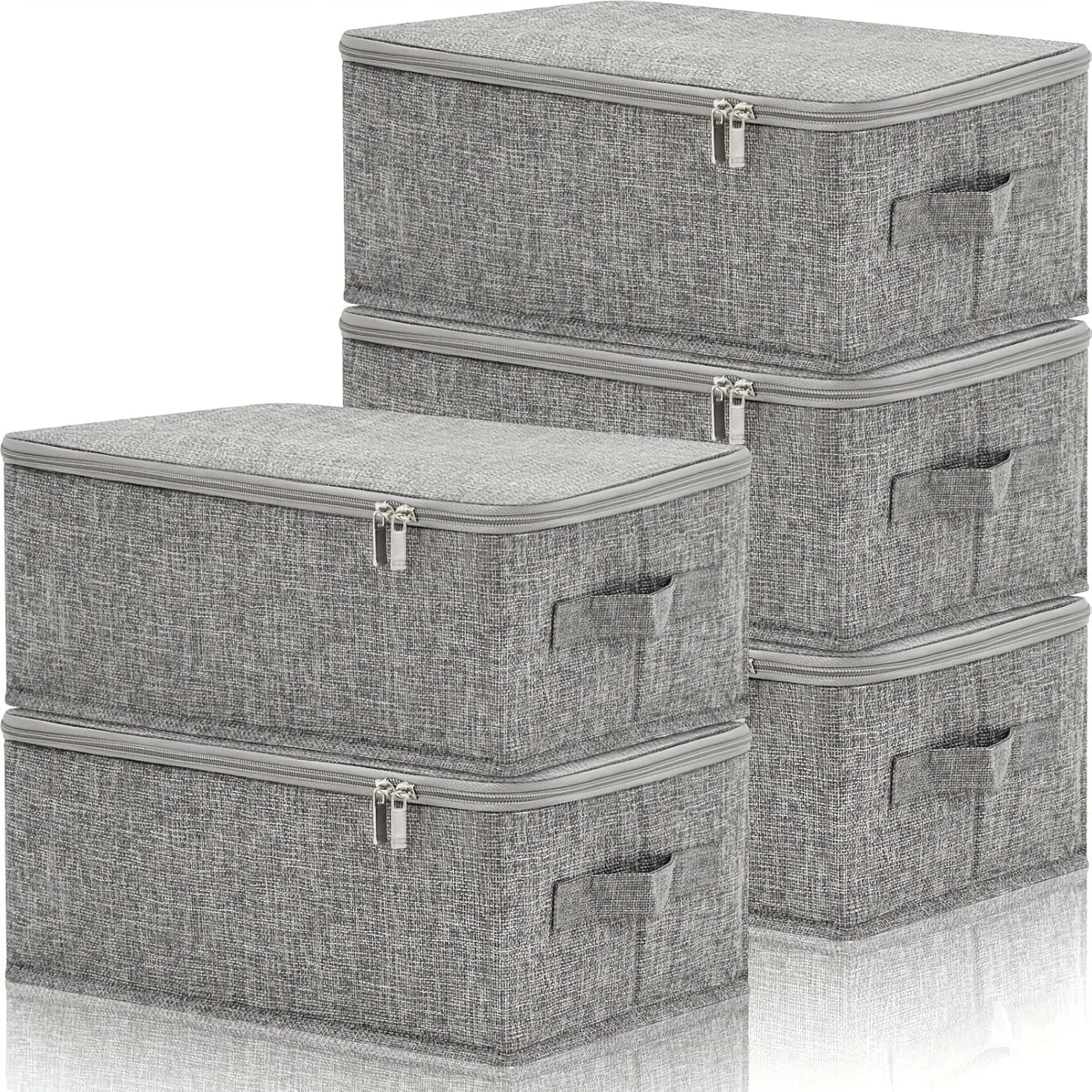 Stackable Foldable Fabric Storage Boxes with Lids and Handles Rigid and Foldable Storage Boxes Clothing Lockers Under-Bed Storag Oasis Select