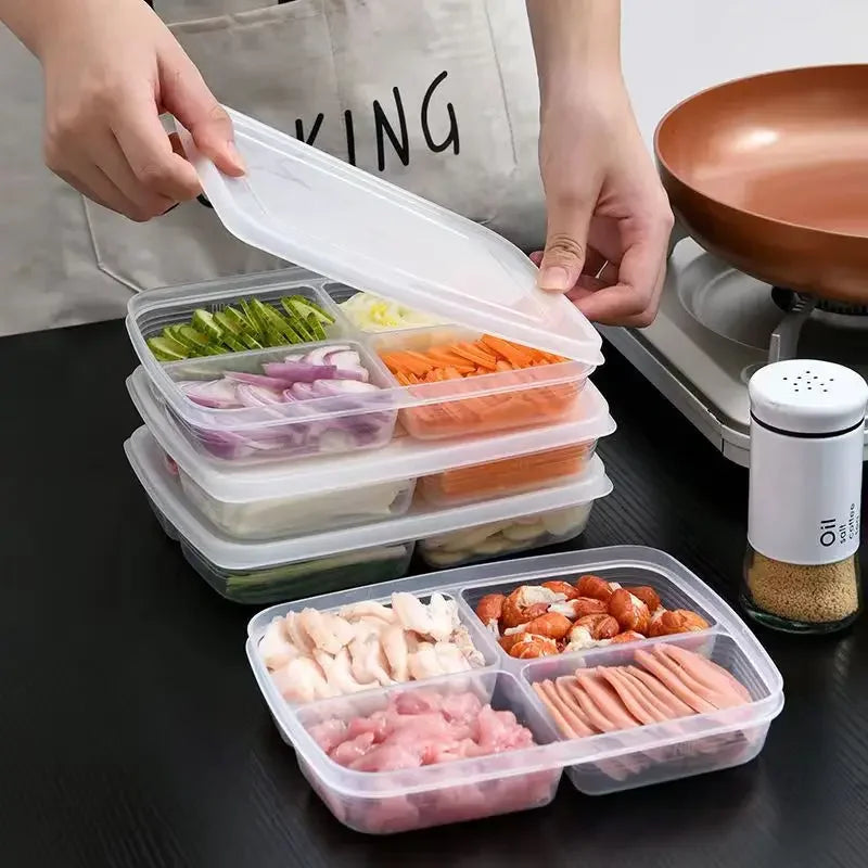 4-Compartment Fridge Storage Box | Airtight Food Grade Container Food Storage Container Oasis Select