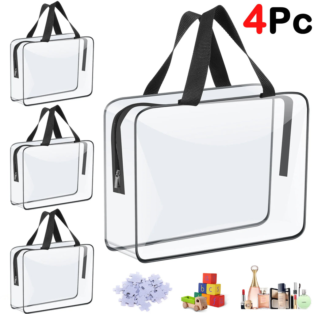 4/6Pcs PVC Makeup Storage Bags Portable Large Capacity Waterproof Clear Organizer Bag with Zipper for Travel Washing Household Oasis Select