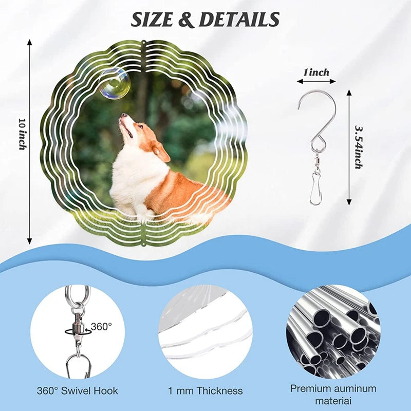 10 Inch Sublimation Wind Spinner Blanks 3D Wind Spinners Hanging Wind Spinner For Indoor Outdoor Garden Decoration Oasis Select