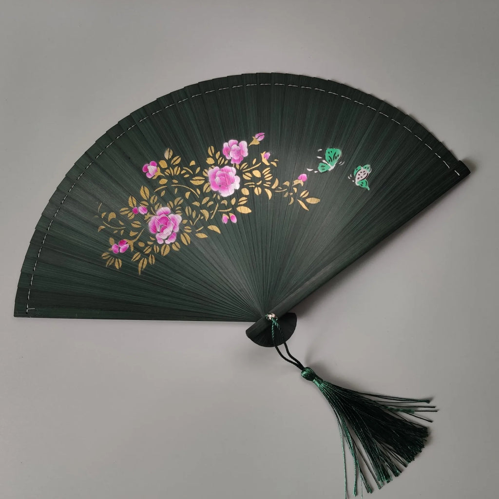 All bamboo spray painting fan high-end fine painting dance fan hollow carving folding fan Oasis Select 11