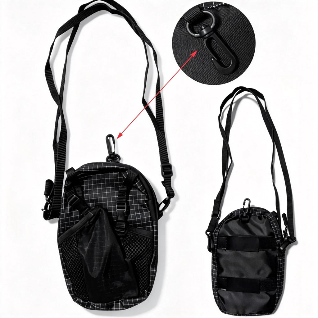 Water Bottle Holder Phone Pocket Outdoor Waterproof Adjustable Strap Nylon Backpack Shoulder Pouch for Cycling Hiking Camping Oasis Select B black