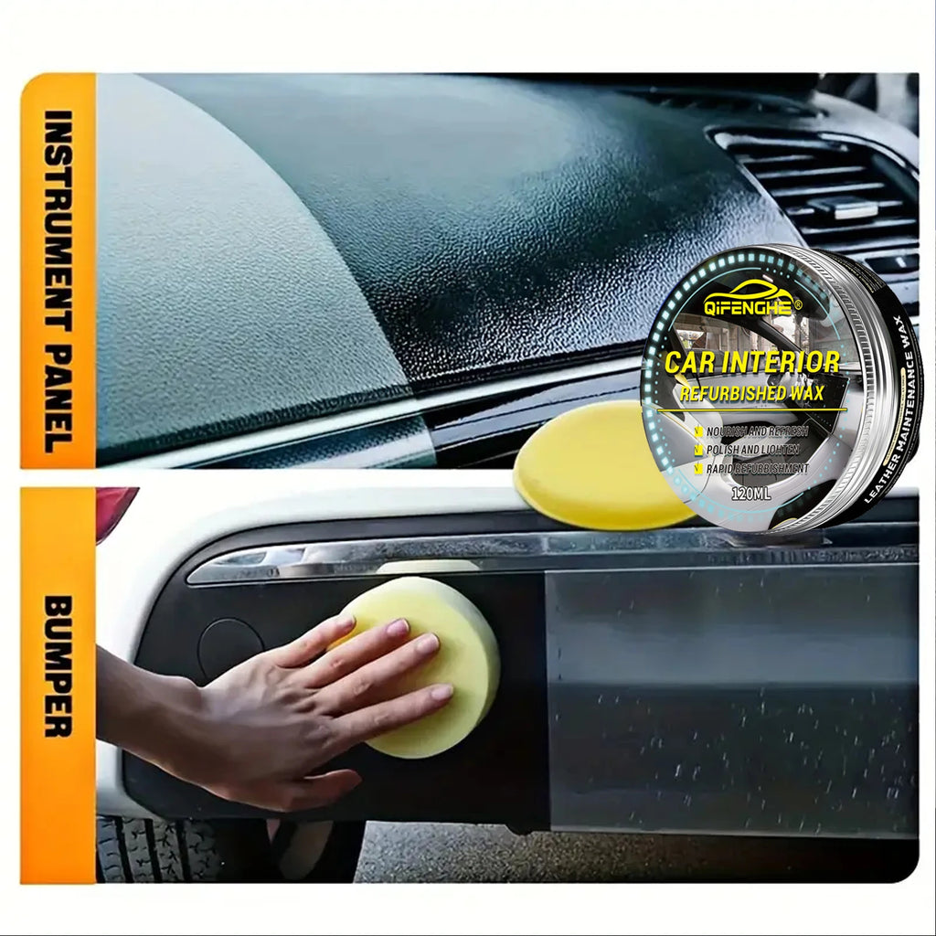 Car Interior Care Cream,PVC Paste, Gloss Black & Shiny Finish, Restores & Brightens Plastic, Dashboard, Steering Wheel,Tires Oasis Select