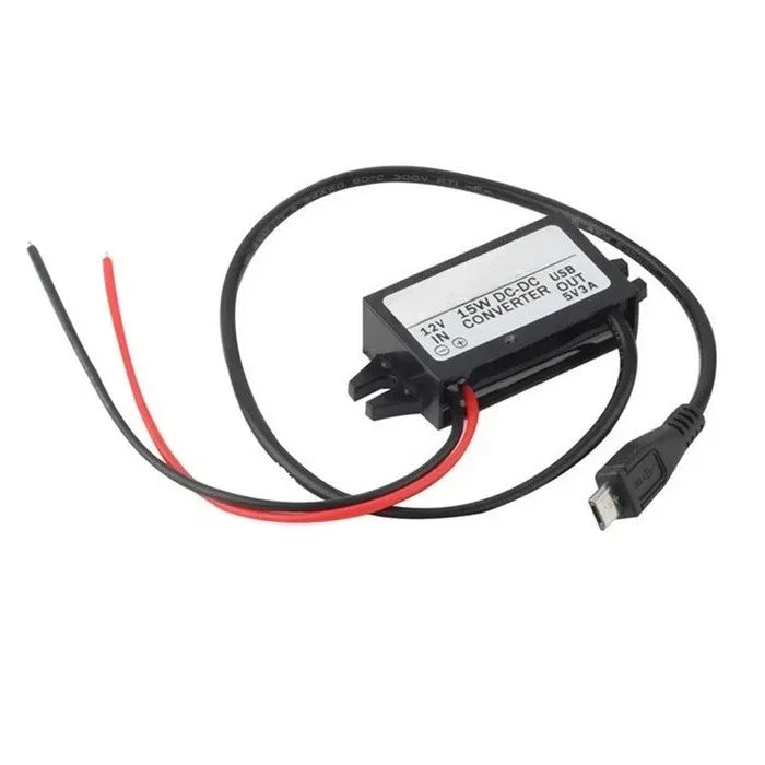Car Power Step Down Buck Converter Power Supply Male Female Micro USB Adapter Auto Protection DC-DC 12V to 5V 3A 15W Oasis Select Straight Micro USB 12V 5V