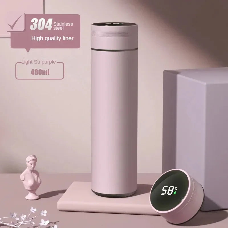 500ML Stainless Steel Thermos Cup with Separator 316 Smart Cup High Value Gift Cup Coffee Cup Father's Gift Cold Cup To Business Oasis Select Purple 6PCS