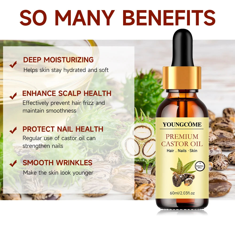 100% Pure and Natural Essential Oils Castor Oil for Hair Care, Body Care Plant Massage Oil Base Oil Gentle and To Easy Absorb Oasis Select