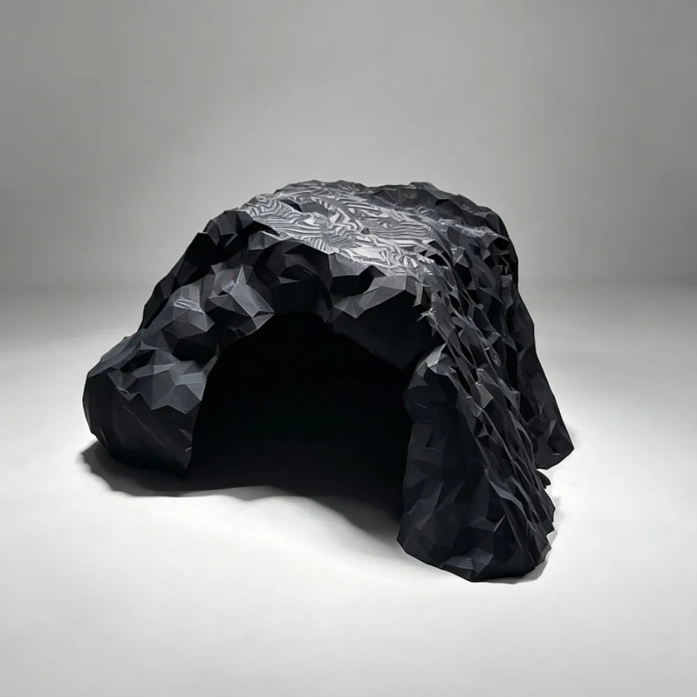 3D Printed Geometric Rock Reptile Hideout Cave Textured Terrarium Shelter For Lizard Snake Spider Bearded Dragon Habitat Decor Oasis Select