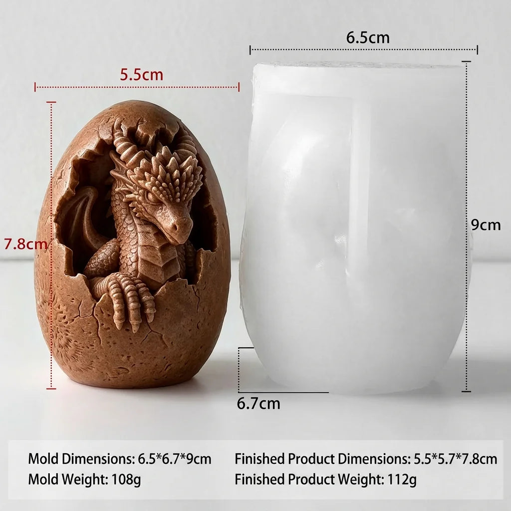 3D Shell Breaking Dinosaur Egg Silicone Candle Mold DIY Animal Artifact Resin Plaster Making Tools Handmade Soap Kits Home Decor Oasis Select White 1