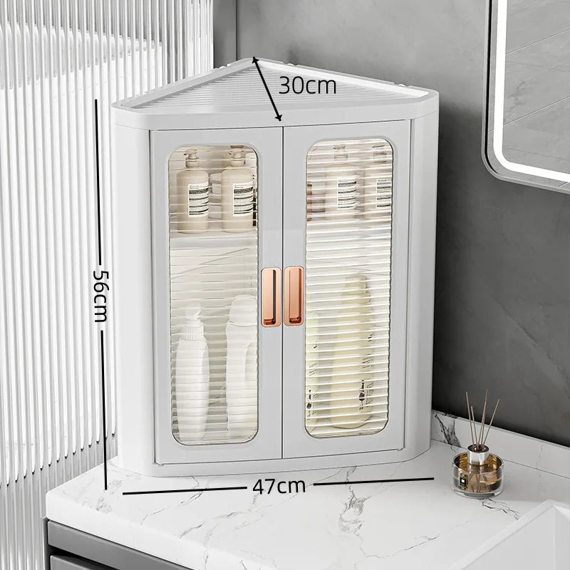 Multi-functional Storage cabinet Multi-layer living room locker Floor-to-ceiling plastic triangular dust rack Snack toy locker Oasis Select 1-White