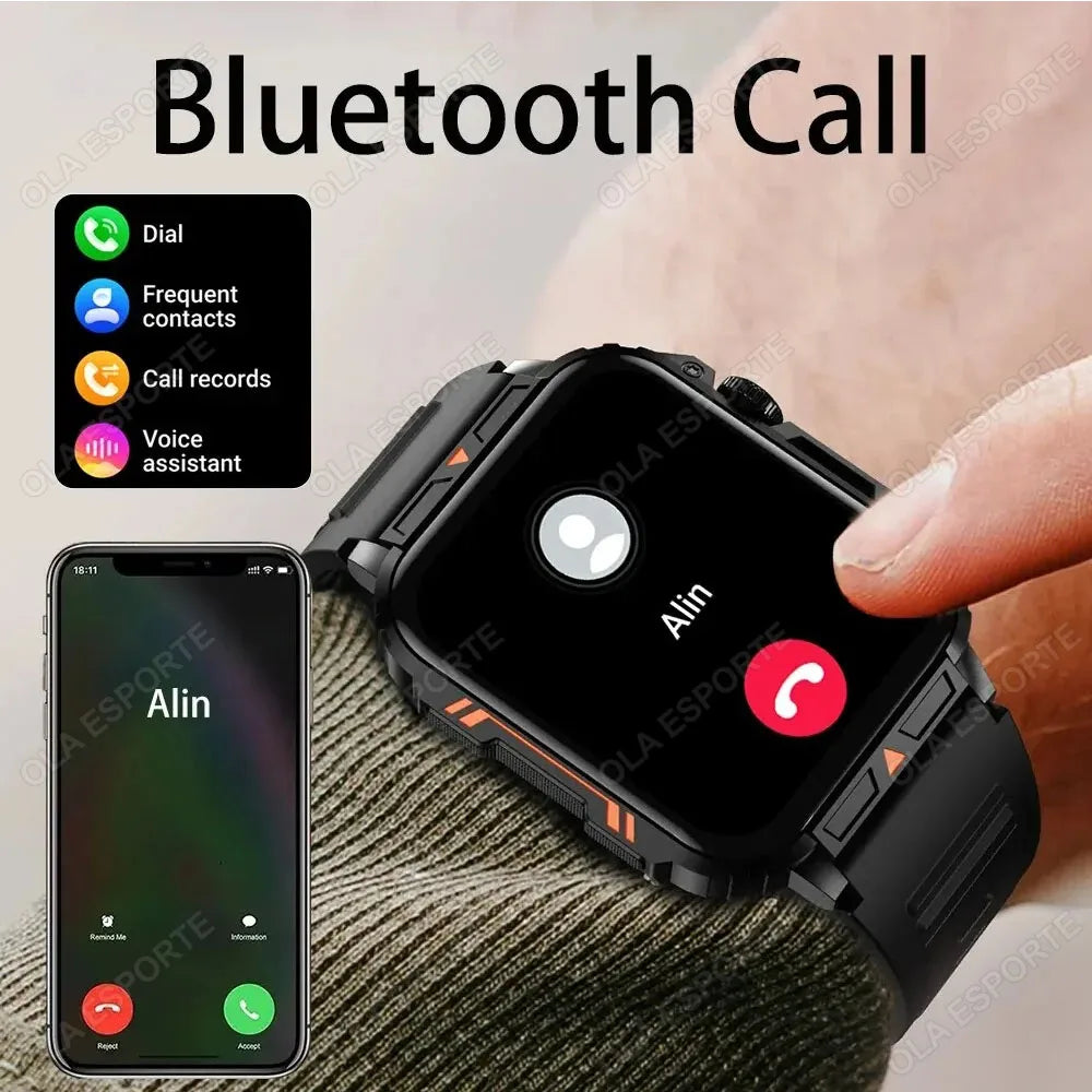 Rugged Military Smart Watch 1.95" Bluetooth Fitness Tracker