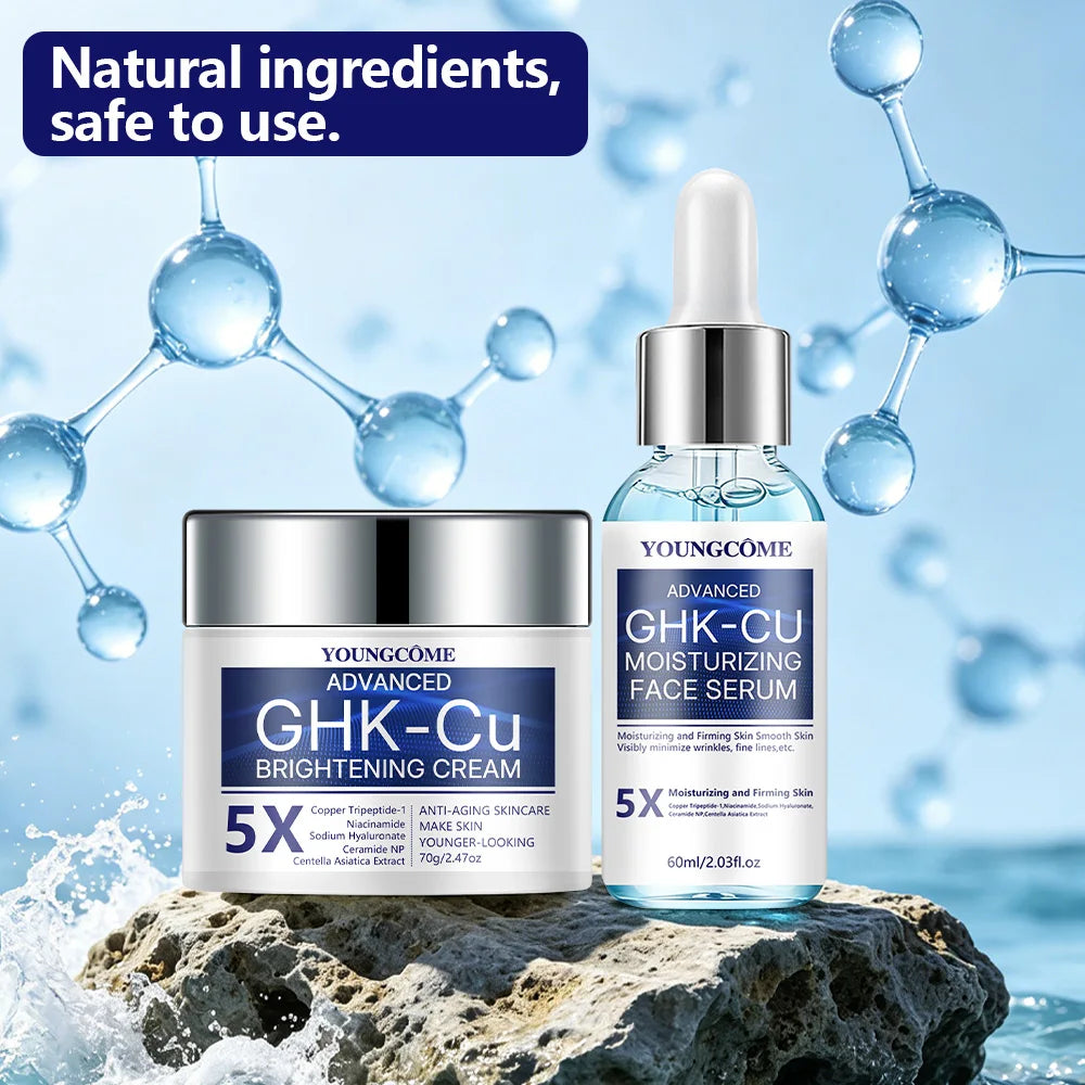GHK-CU Copper Peptide Anti-Aging Face Cream & Serum - Firming & Hydrating Moisturizer for All Skin Types, Skincare for Women Oasis Select