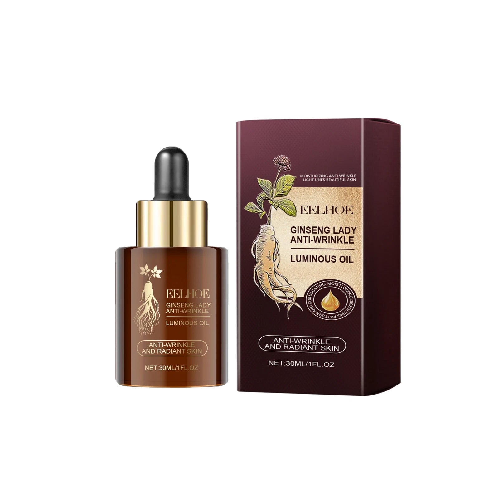 Ginseng Extract Facial Essential Oil Firming Fade Fine Lines Moisturizing Skin Rejuvenation Non-Greasy Nourishing Face Essence Oasis Select 30ml Boxed