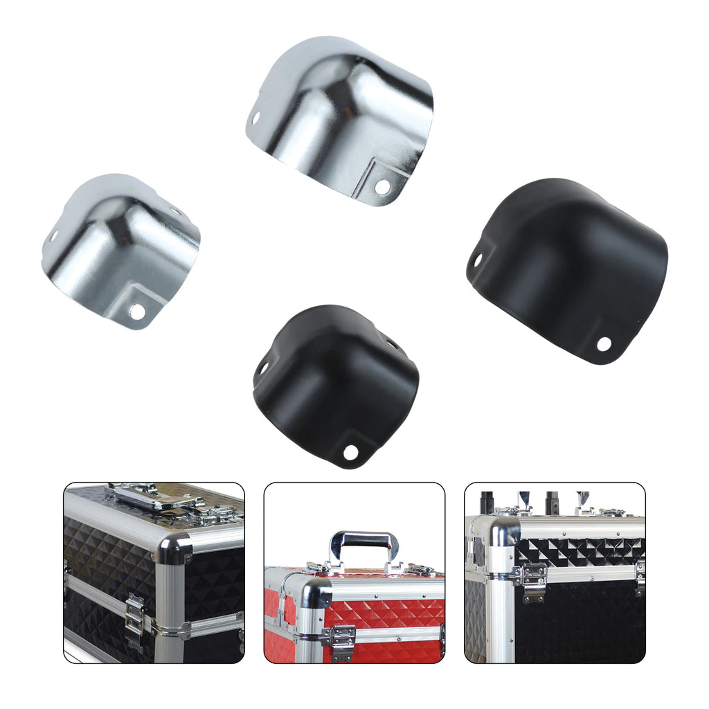 4pcs/set Black Metal Protectors Square Edging Bowl-shaped Box Corner Round Wrapping Flight Case Luggage Aluminum Toolbox 26/29mm Oasis Select