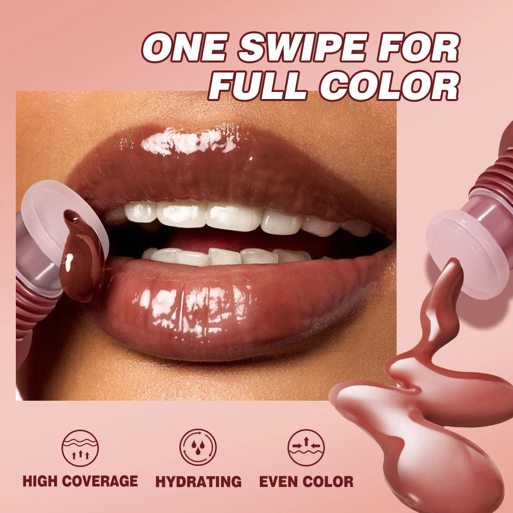 QIBEST Crystal Jelly Lip Oil Gloss – 6 Tinted Hydrating Shades