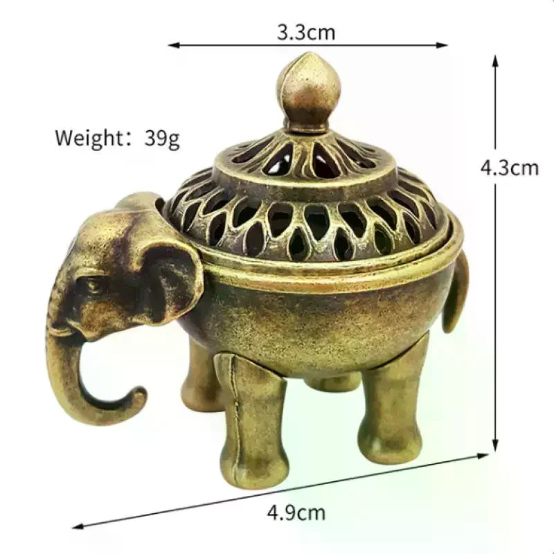 Elephant Lucky Incense Burner Metal Lotus Incense Burner Bowl Incense Holder With Handle Yoga Meditation Home Decor AncientStyle Oasis Select