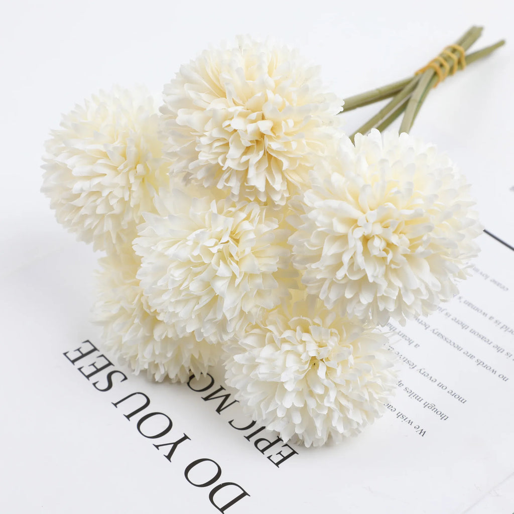 6 Piece Hydrangea Artificial Flower Bouquet Boho Wedding Home Bedroom Decor Craft Vase Arrangement Decorative Accessories Oasis Select white