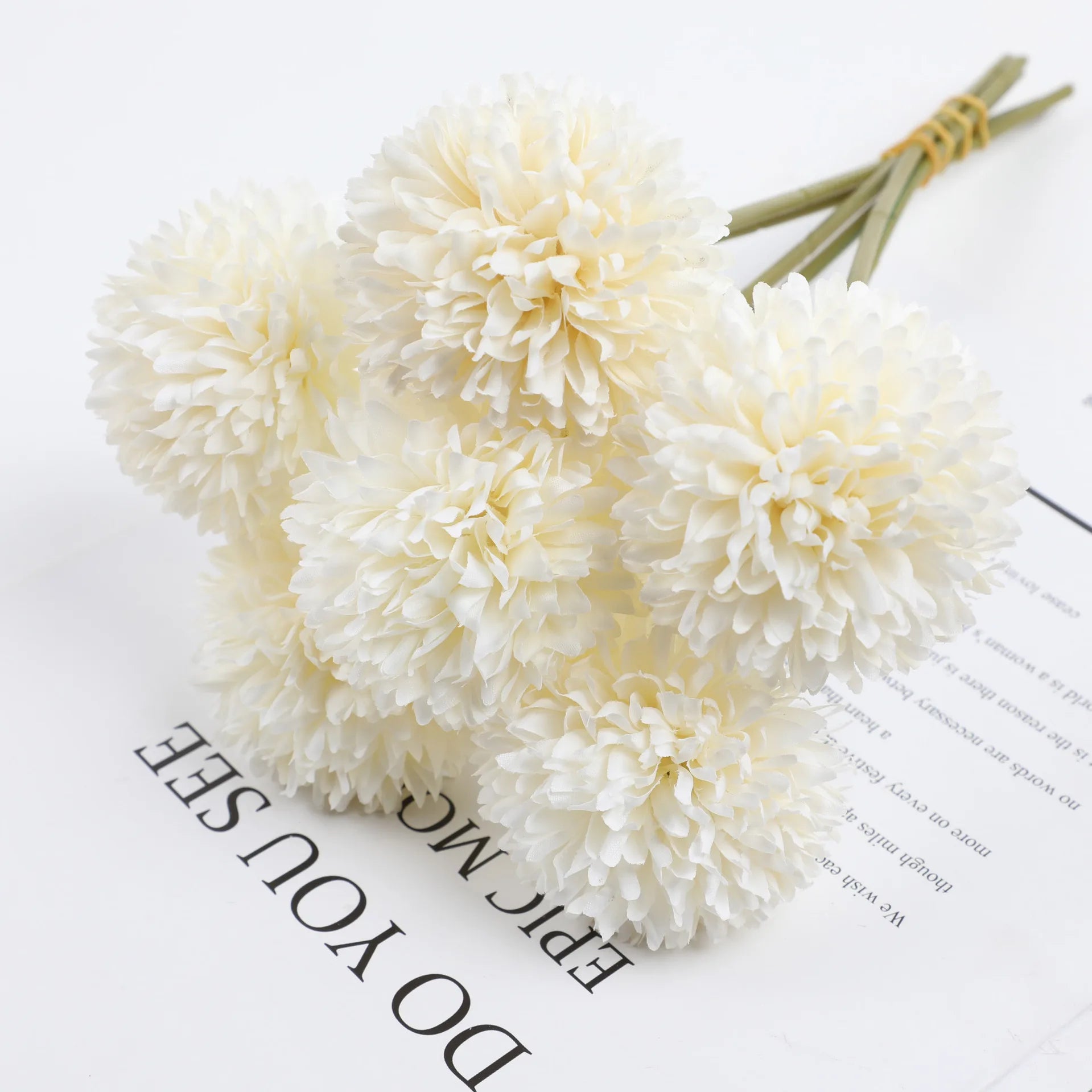 6 Piece Hydrangea Artificial Flower Bouquet Boho Wedding Home Bedroom Decor Craft Vase Arrangement Decorative Accessories Oasis Select white