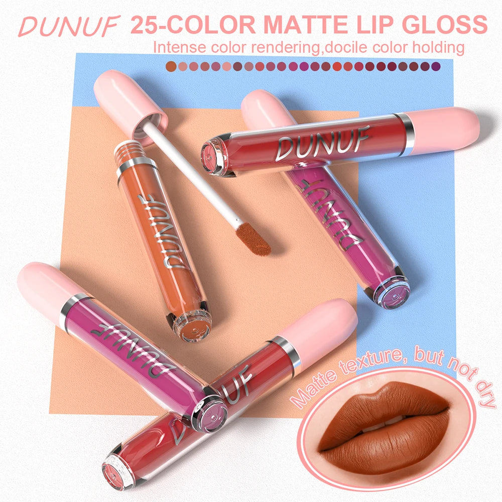 Matte Lip Gloss 16pc/set: Waterproof Lipstick Moisturizing Long Lasting Non-Stick Cup, Nude, Y2K Christmas Valentine's Day Gifts Oasis Select