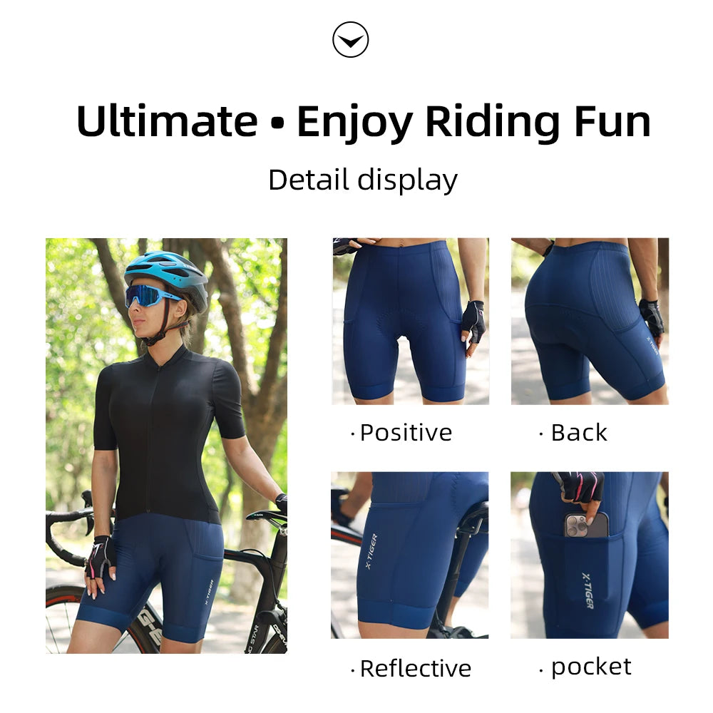 X-Tiger Cycling Shorts Bike Tights Pro Bicycle Shorts Breathable Lycra Sports Women MTB Road Biking Shorts 7 Hours Riding Oasis Select