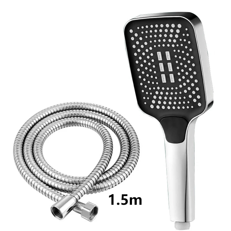 Square High-Pressure Handheld Shower Head – 3 Spray Modes