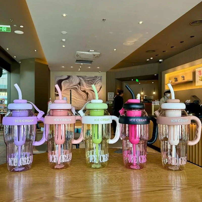 1300ML Large Capacity Plastic Water Cup with Handle, Straw and Tea Strainer, Portable Sports Water Bottle, Tea Cup, Beverage Cup Oasis Select