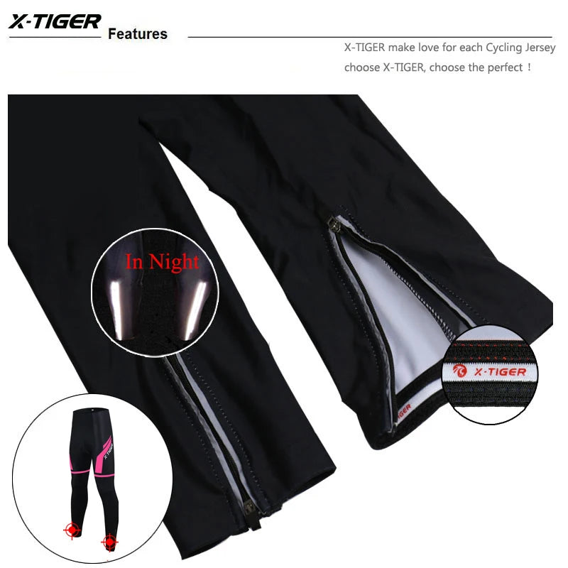 X-Tiger Pro Women's Shockproof Cycling Pants Winter Warm MTB Mountain Bicycle Cycling Tights Ciclismo Pantalones Oasis Select
