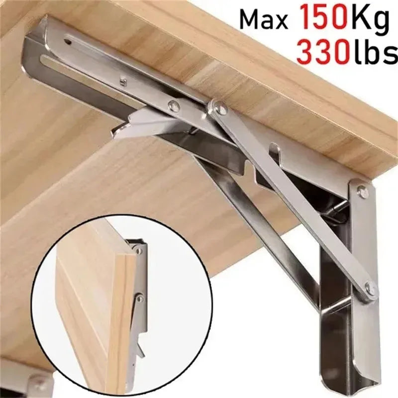 2PCS Thickened stainless steel folding bracket triangular bracket right angle holder wall shelf layer board bracket Oasis Select