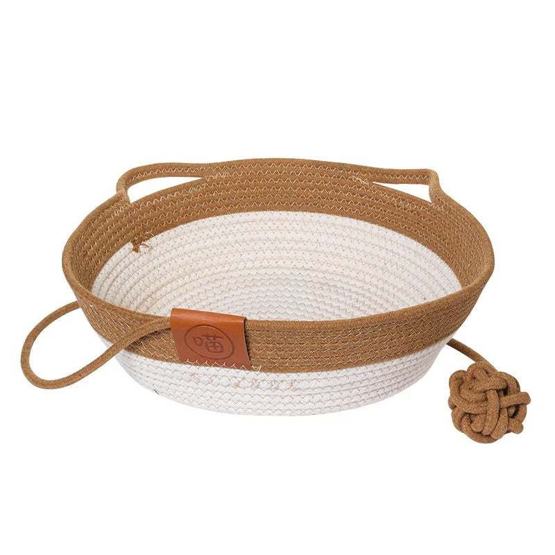 Round Rattan Hand-woven Japanese-style Rattan Nests, Papyaki, Pet Round Mat Nests, Dog Nests, Cat Nests Oasis Select
